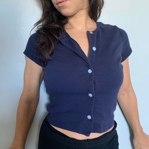 VINTAGE 90s cotton cap sleeve buttoned crop